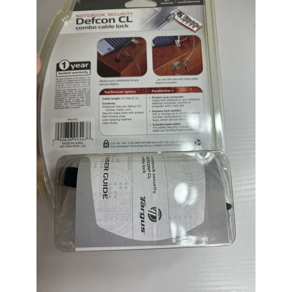 Targus, Defcon CL, Combo Cable Lock, Notebook Security